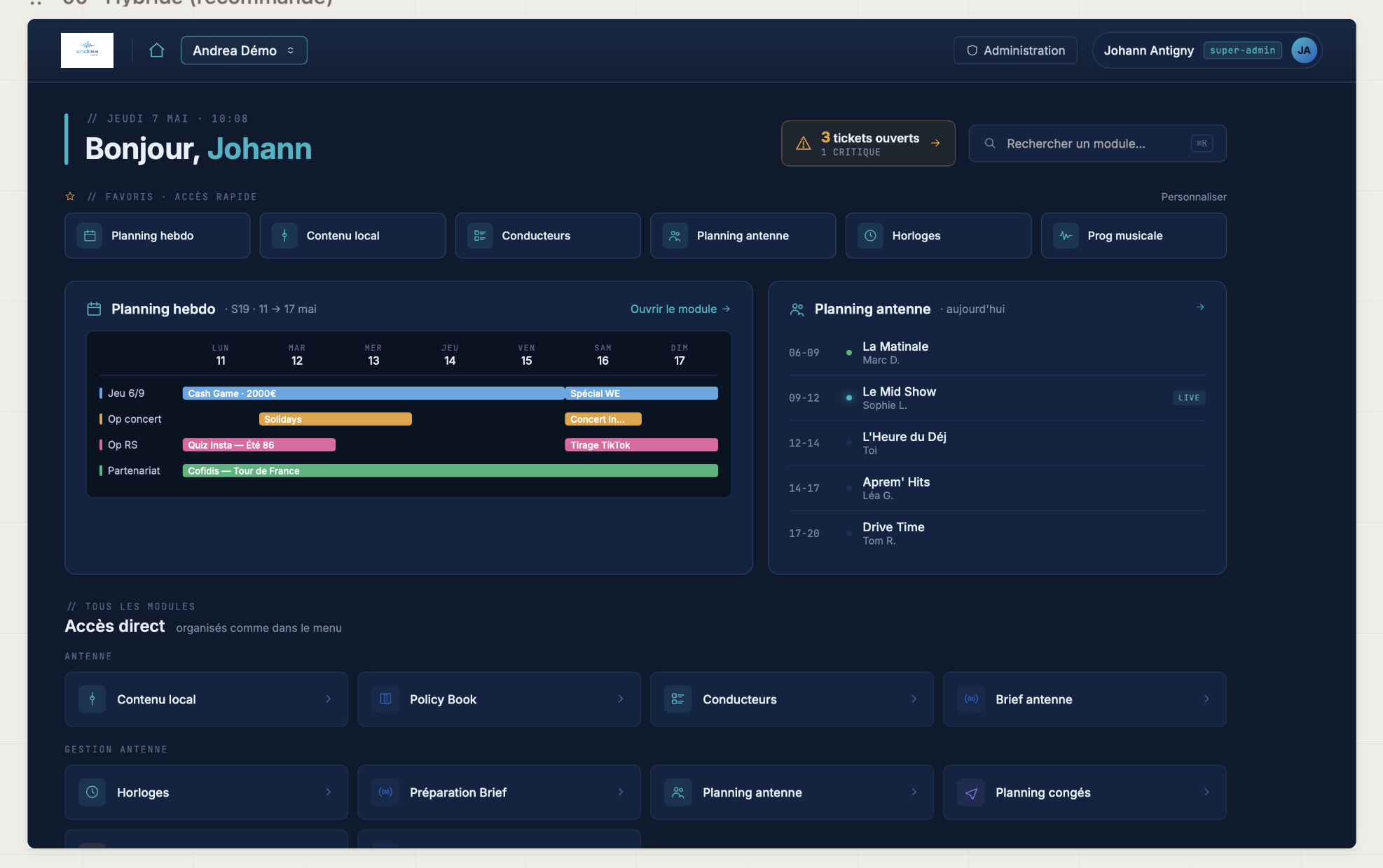 Andy — la plateforme Andrea Média